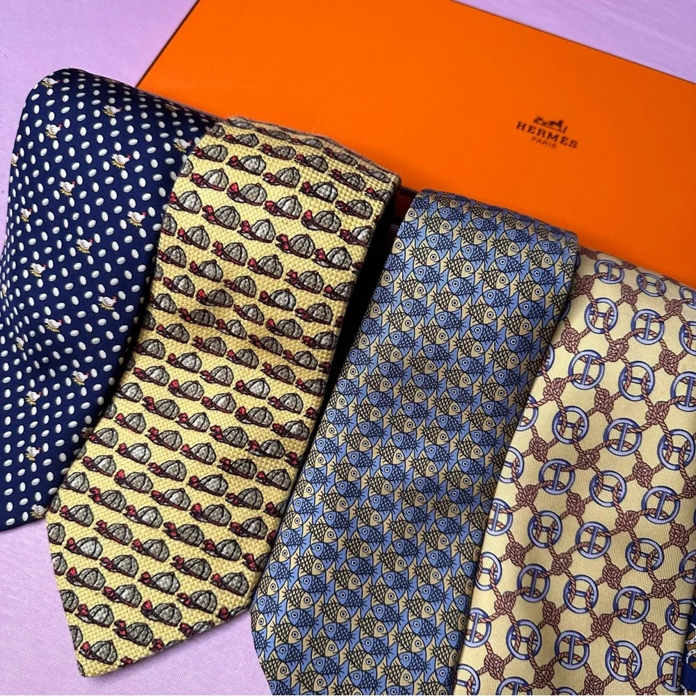 Authentic Hermes 👔4 Piece Tie Bundle 👔 - Picture 5 of 9